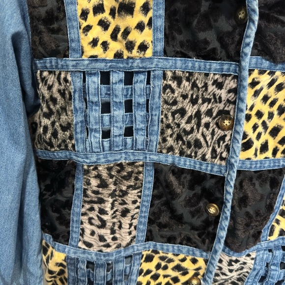 Patchwork Animal Print Jean Schacket - Picture 2 of 7
